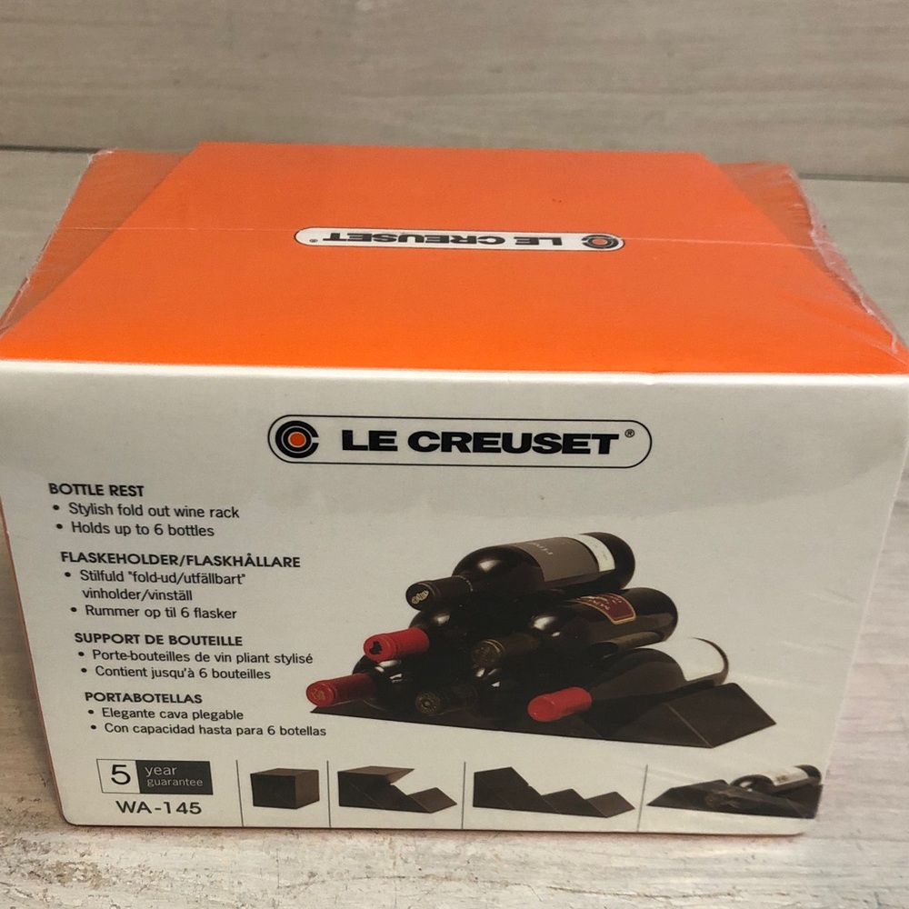 Le Creuset Wine Bottle Rest Orange Fold Out Wine Rack NEW NIB